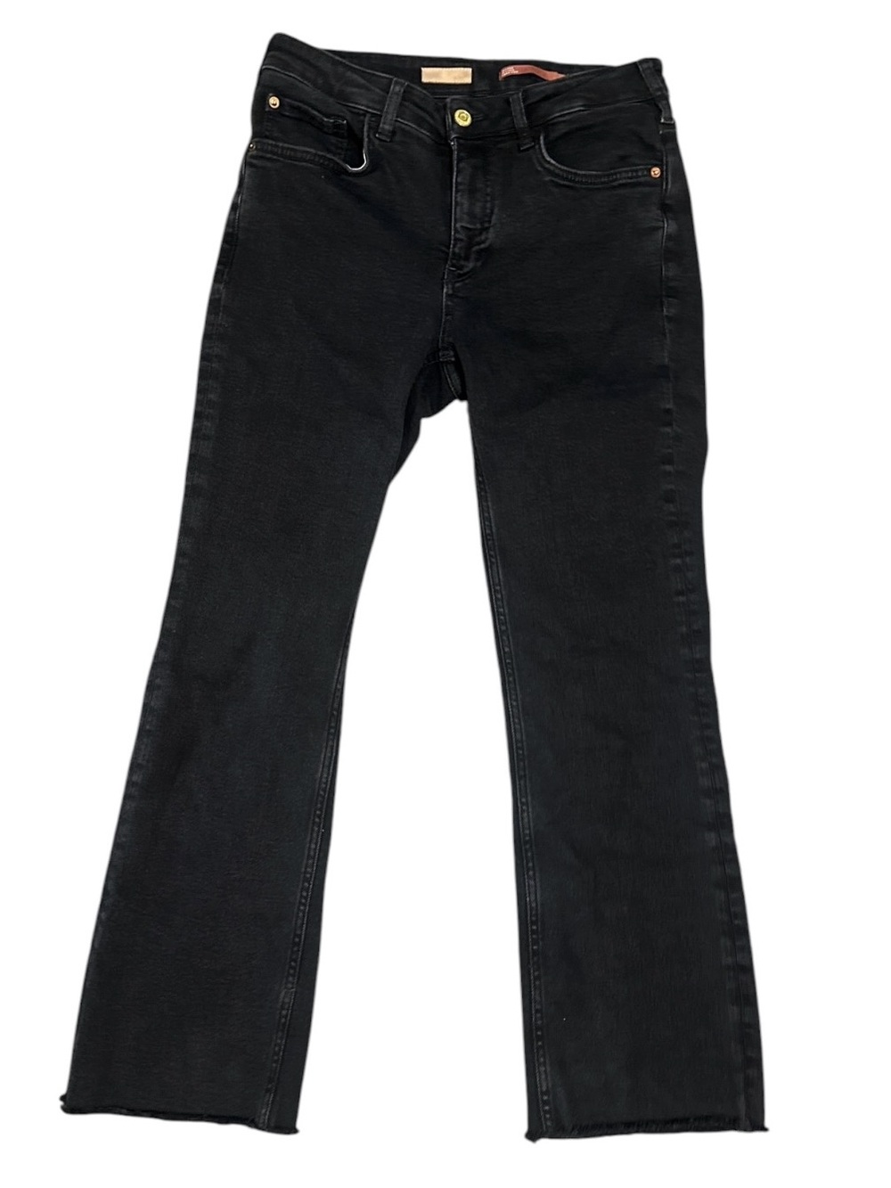 Pilcro Anthropologie Black Raw Hem Kick Flare Jeans 27